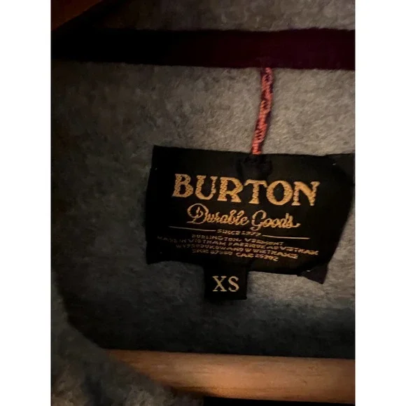 BURTON Fleece Jacket Full Zip XS Gray Southwest Hoodie - Picture 4 of 4